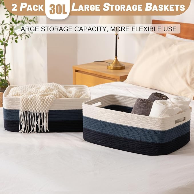 OIASKET Large Storage Basket for Organizing, Woven Rope Basket for Shelves - Image 5