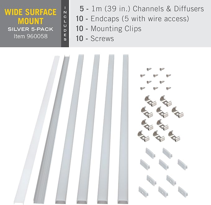 Armacost Lighting Wide Surface Mount LED Tape Light Mounting Channel 5-Pack - Image 5