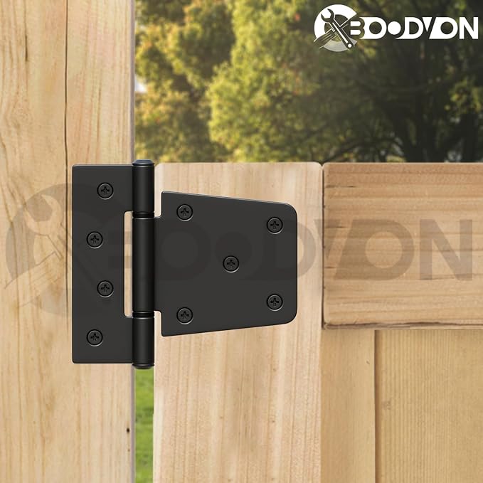 3.5 Inch Heavy Duty Gate Hinges, Extra Thick Black Shed Barn Door Hinges - Image 6