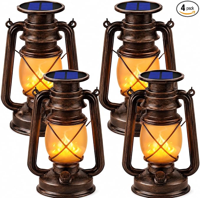 Marlrin Solar Lanterns Outdoor Waterproof 4 Pack LED Flickering Flame Light | by Marlrin