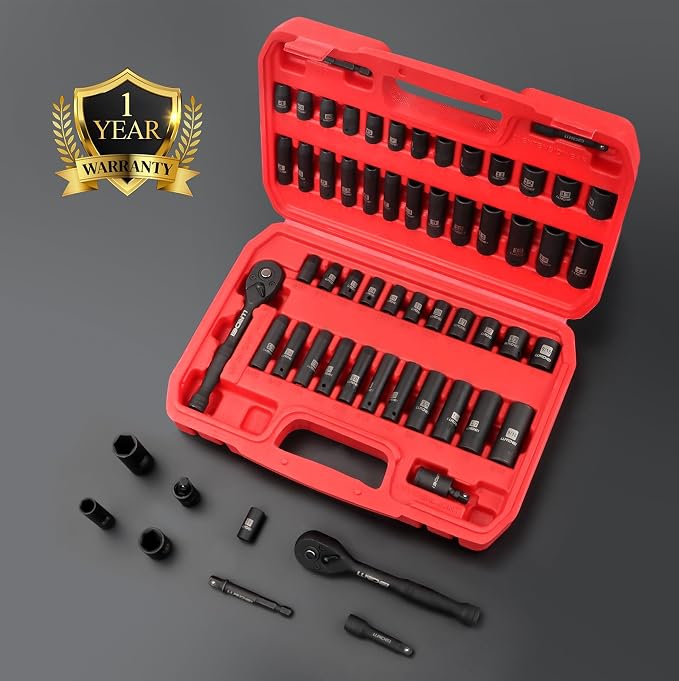 1/4" Drive Impact Socket Set 52Pcs, Metric and SAE | 4-14mm, 5/32"-9/16" - Image 6