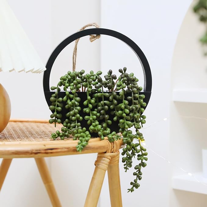 2pcs Artificial Succulents Hanging Plants 20.1'' Fake String of Pearls in Pot - Image 6