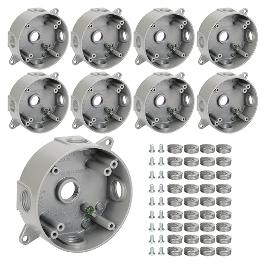 Round Outdoor Electrical Box, Five 0.5”Hole Round Junction Box, 9 Pack | by XGGYA