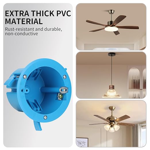 Round Ceiling Junction Box, 18 Cu.in, | 1-gang round ceiling Blue box, 18 cu.in - Image 4