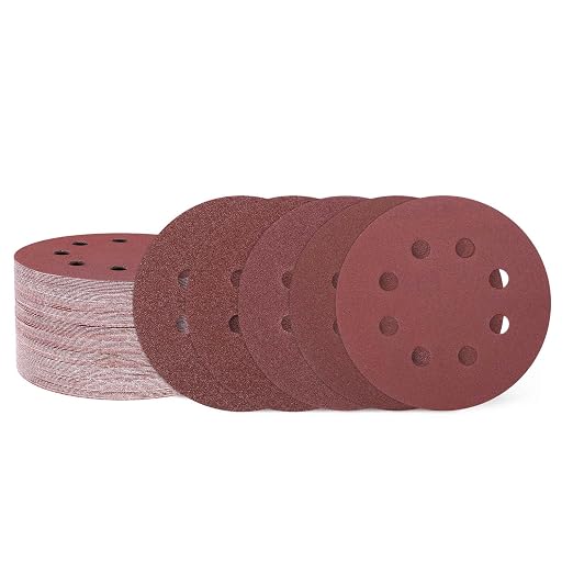 HARFINGTON 50Pcs 5Inch Sanding Disc 8 Hole Hook and Loop Sandpaper Red | by HARFINGTON