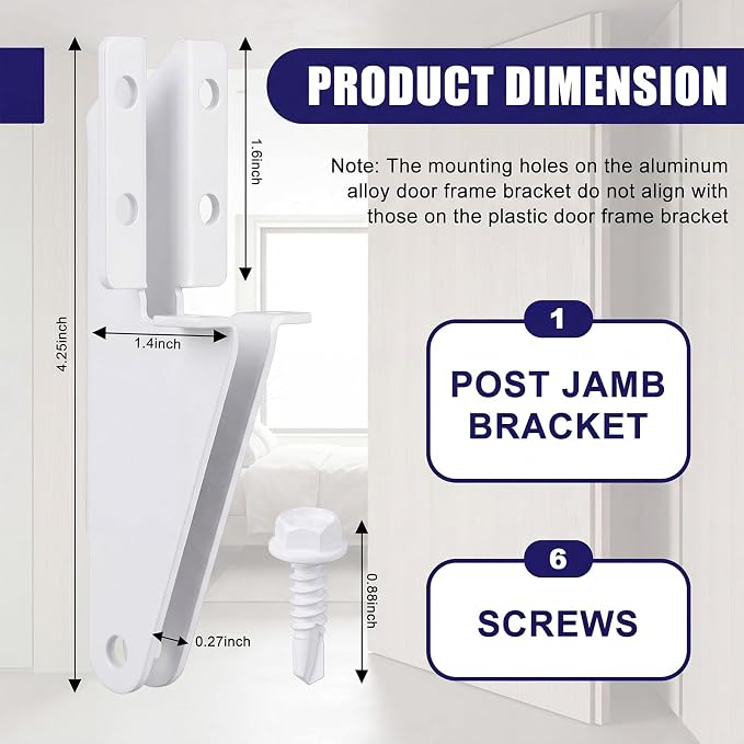 1 Pcs Aluminum Jamb Bracket Aluminum Screen Door Closer Bracket Storm Hardware - Image 2