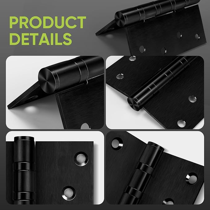 6 Pack Ball Bearing Door Hinges, 4in x 4in Heavy Duty Stainless Steel Door - Image 5
