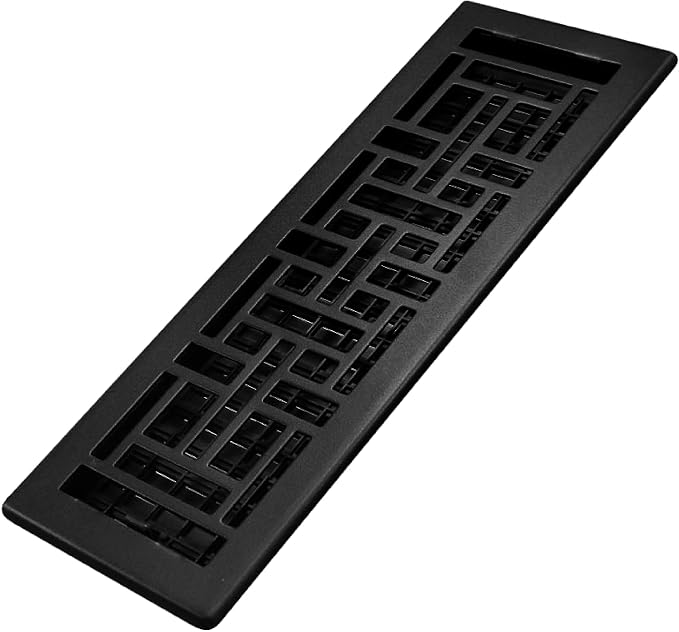 Decor Grates AJH414-BLK Oriental Floor Register, 4x14 Inches, Textured Black by DecorGrates