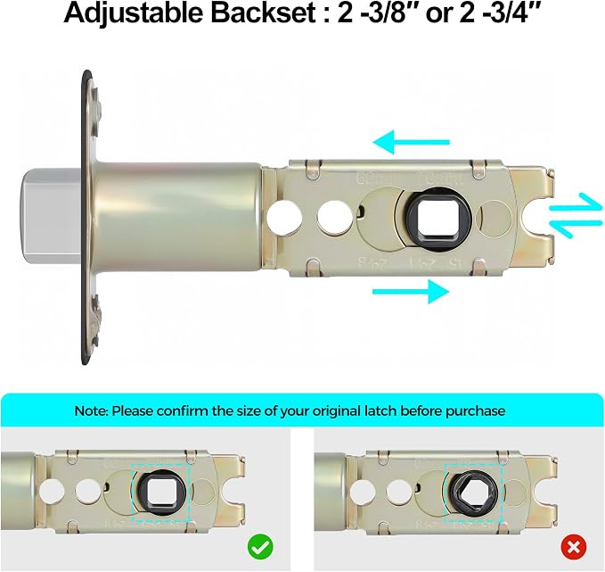 2 Pack Black Door Latch Replacements, 8mm Big Spindle Hole, 45°Turning Angle - Image 4