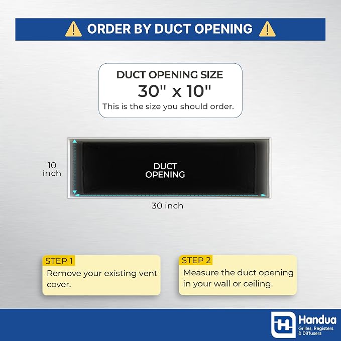 Fits 30x10 Hole | Aluminum Return Air Grille by Handua | Vent Cover Grill - Image 2