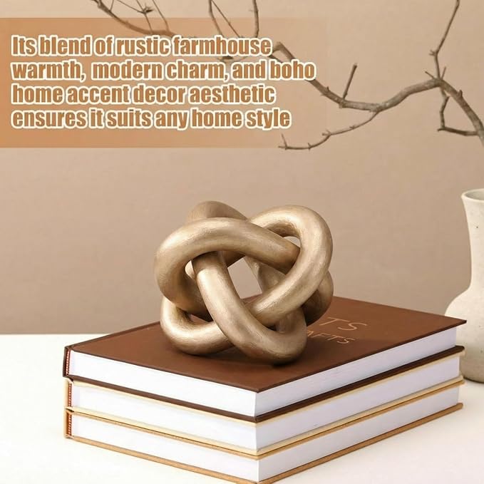 Yalikop 3 Link Wood Knot Decor Rustic Table Shelf Sculpture, Champagne | Hand - Image 4