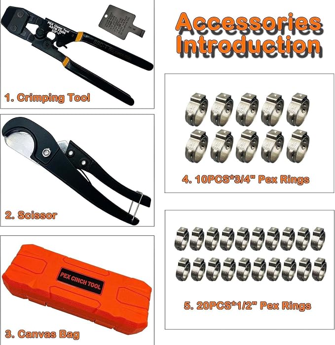 PEX Pipe Clamp Cinch Tool Crimping Tool Crimper - Image 3