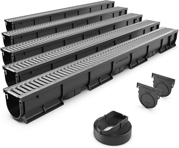 Vodaland - 3 Inch Easy 1 Premium Trench Drain Channel - Galvanized Stamped by Vodaland