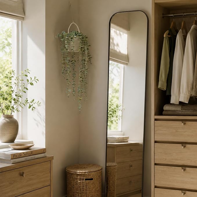 Fake Hanging Plant, Eucalyptus in Wall Woven Planters | Artificial Faux Plants - Image 4