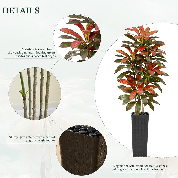 Artificial Red Dracaena Tree Indoor, 7FT Tall Fake Floor Plants - Image 4