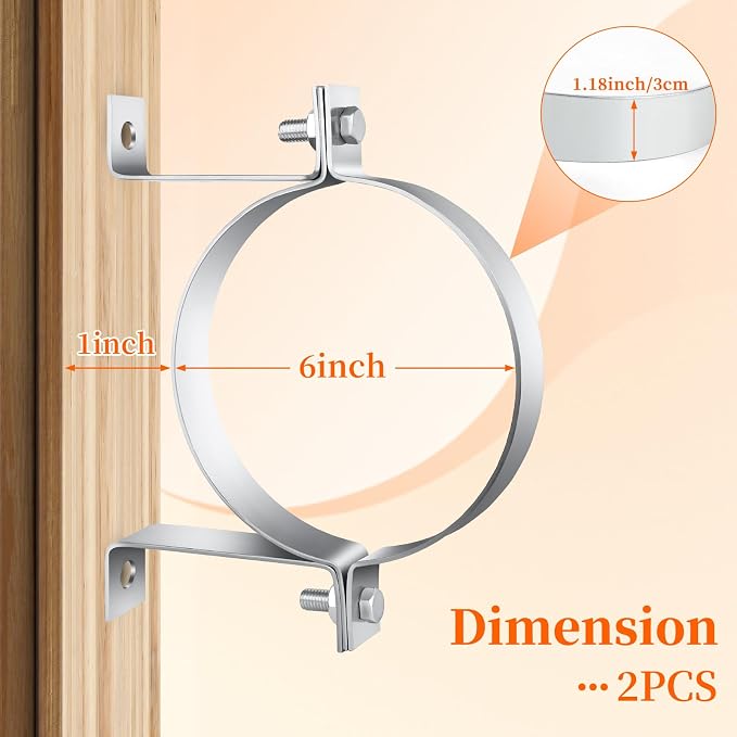 2 Pcs 6 Inch B Vent Wall Strap, Round Gas Vent Pipe Strap, B Vent Wall Bracket - Image 2