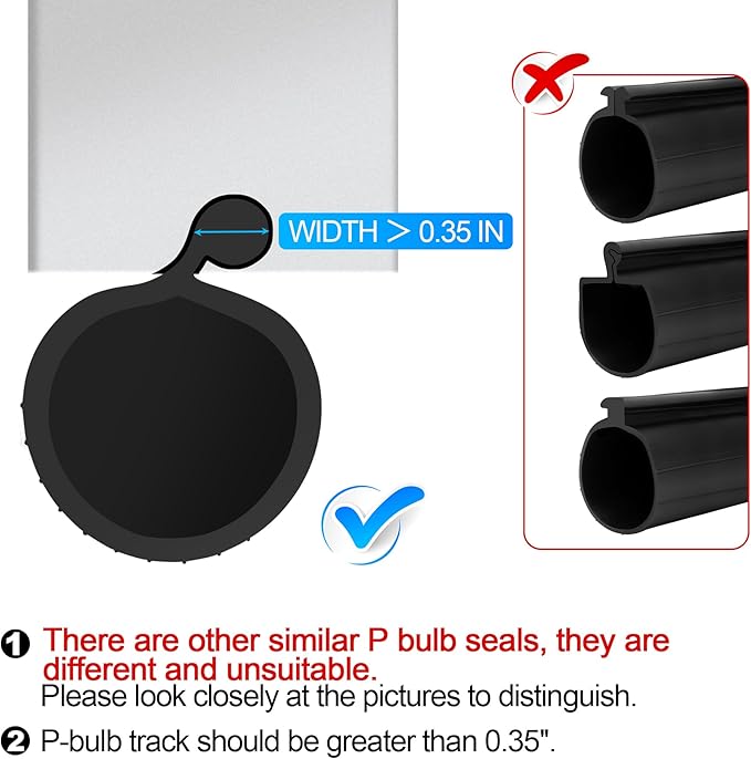 10 FT Garage Door Bottom Seal Rubber 0.35" Big P Bulb Bottom Garage Weather - Image 3