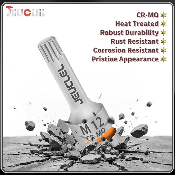 M12 Triple Square Impact Spline Bit Socket, 12mm 1/2" Drive Socket | 12 Point - Image 8