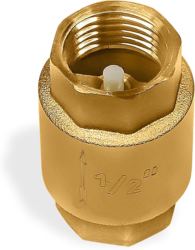 Brass One Way Check Valve 1/2 inch Backflow Preventer Female NPT Thread by Metalandbrassco