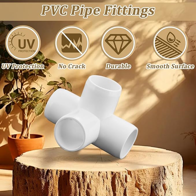 12-Pack 3/4" PVC Fittings 4 Way, Furniture Grade 3/4 Inch PVC Pipe Fittings 4 - Image 5