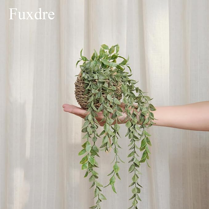 3 Pack Mini Artificial Hanging Greenary Fake Hanging Plants in Basket - Image 4