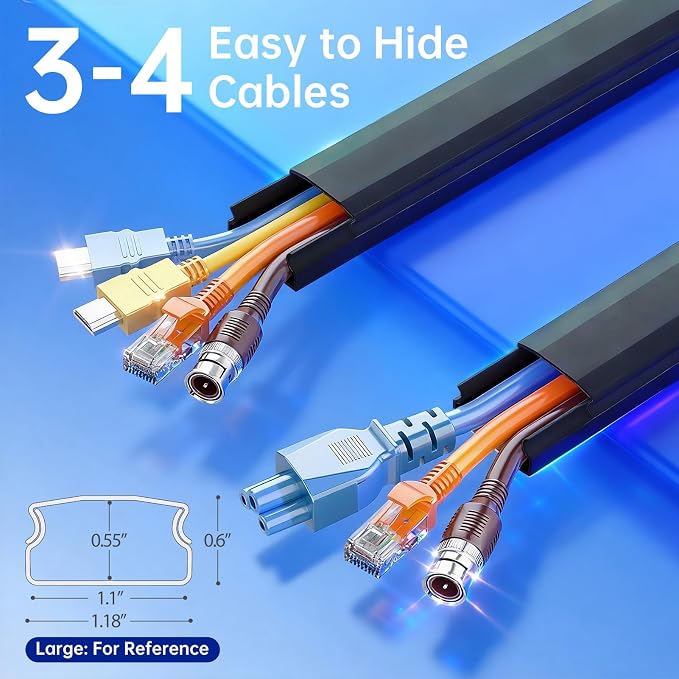 Delamu Black Cord Hider, 236in Cord Covers - Image 2