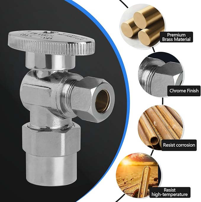 WiseWater Angle Stop Valve 1/2" CPVC x 3/8" Compression | Quarter Turn - Image 4