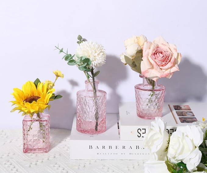 36pcs Pink Glass Bud Vase Set, Small Flower Vases - Image 3
