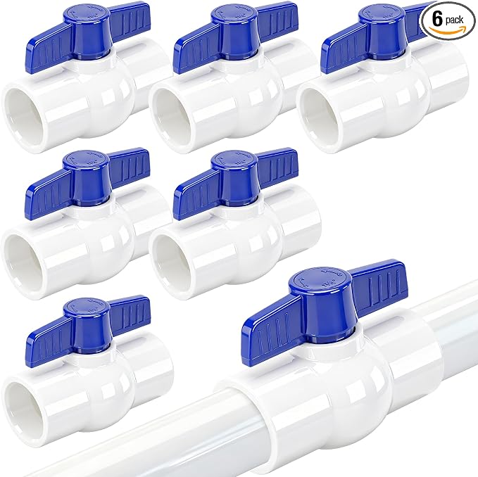 6 Pack PVC Ball Valve 1-1/4inch, PVC Water Pipe Shut Off Valve 1-1/4'' by ReliableHigh-PerformanceFlowControlYouCanTrust