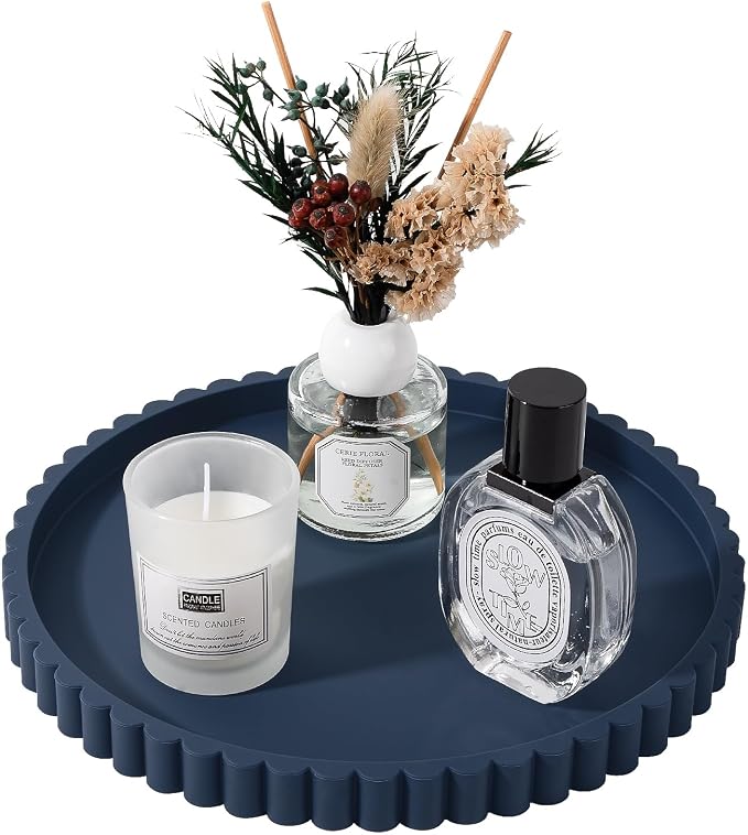 Round Bathroom Tray Perfume Organizer Coffee Table Decor, Heat-Resistant by Heagoale