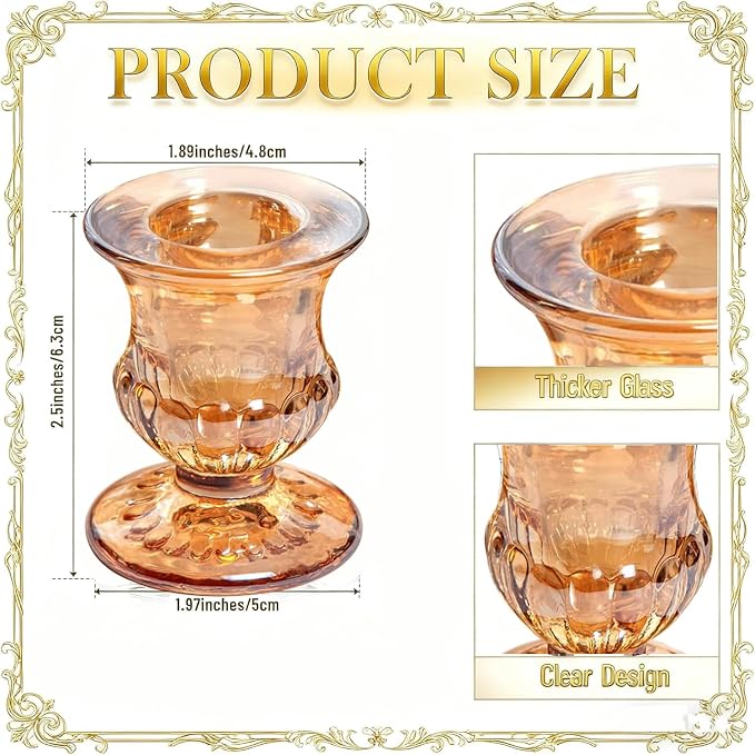 48 Pcs Clear Glass Taper Candle Holders Bulk, 2.5 Inch Small Candlestick Stands - Image 2