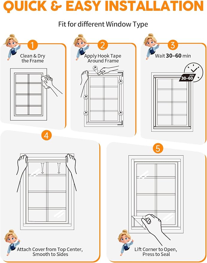 Ready-to-Install Plastic Window Insulation Film 47″×63″, Reusable Clear Draft - Image 7