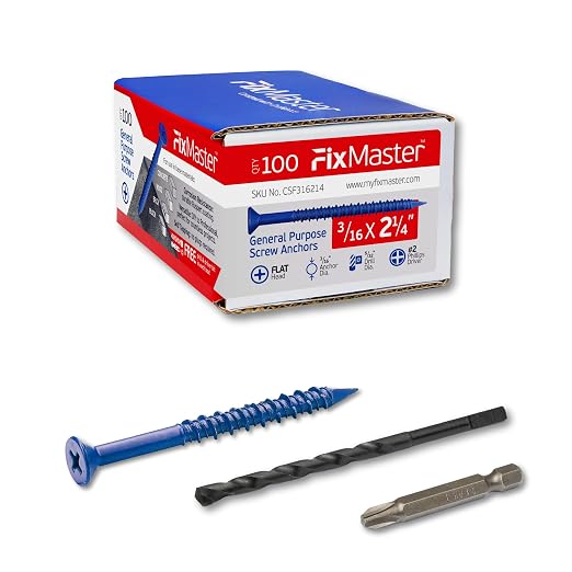 3/16 x 2-1/4" Countersunk Phillips Flat Head Blue Concrete Screw Anchors by Unknown