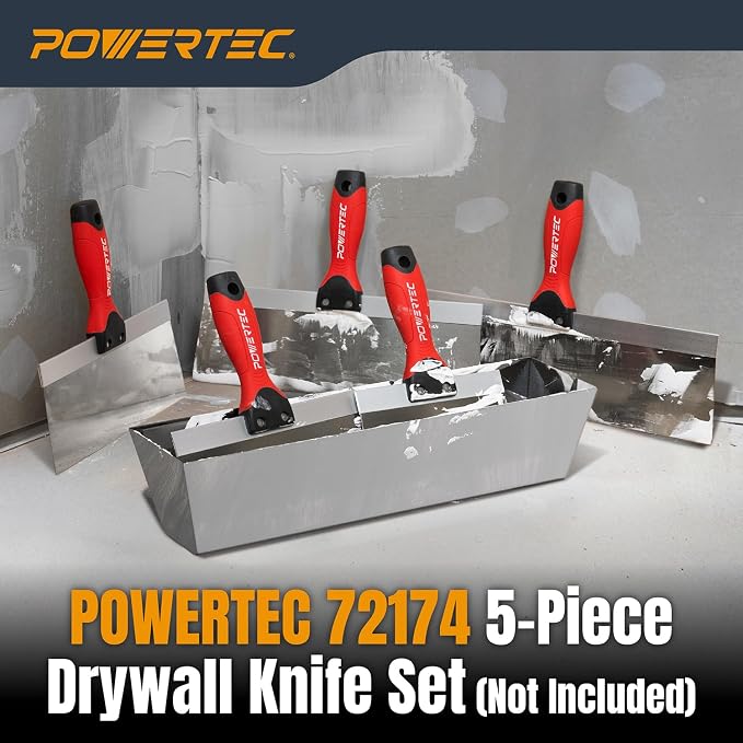 POWERTEC 14" Stainless Steel Mud Pan, Drywall Tapping Repair Tool, Compound - Image 6