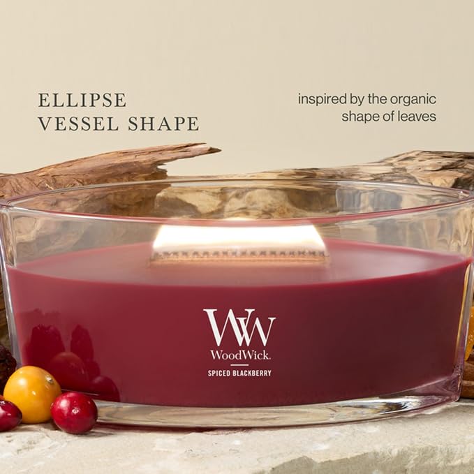 Woodwick Spiced BlackBerry Ellipse Candle - Image 4