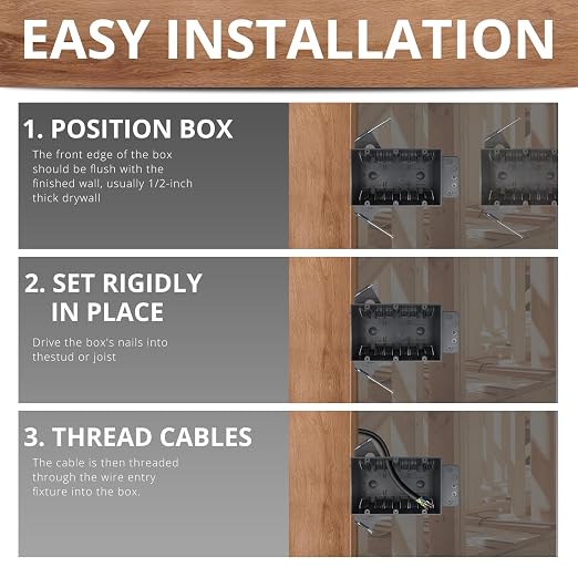HXH 3 Gang New Work Electrical Box, 44 Cu.in, Fire Rated 2 Hours | Gray PVC - Image 4