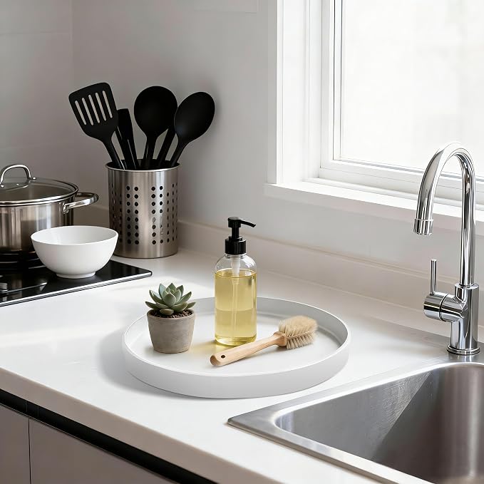 2 Pack 9" Bathroom and Vanity Tray, ABS Bathroom Counter Organizer, Coffee - Image 4