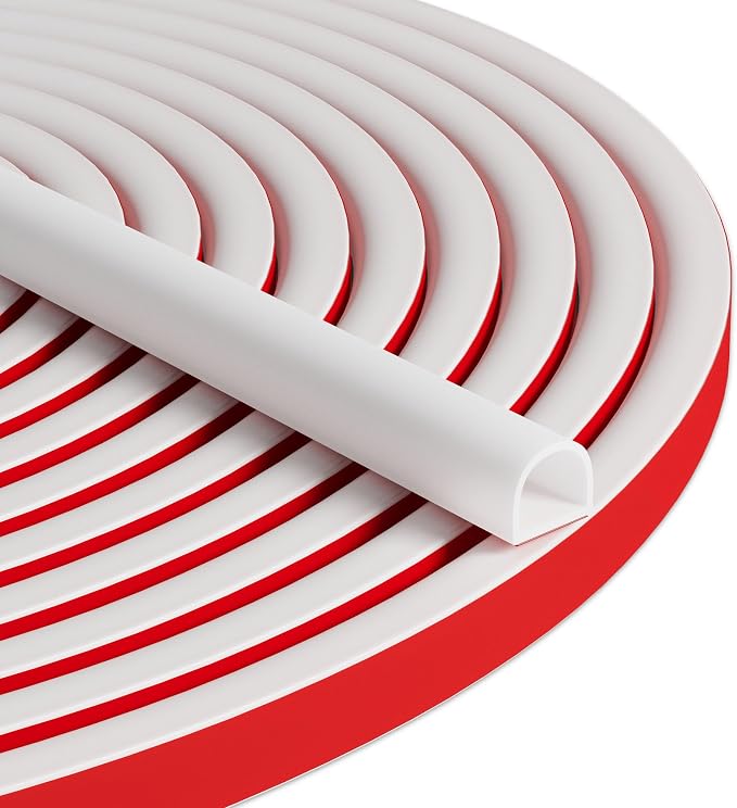 40FT Weather Stripping Door Seal, Self-Adhesive Silicone D-Shaped Seal Strip by Bantie