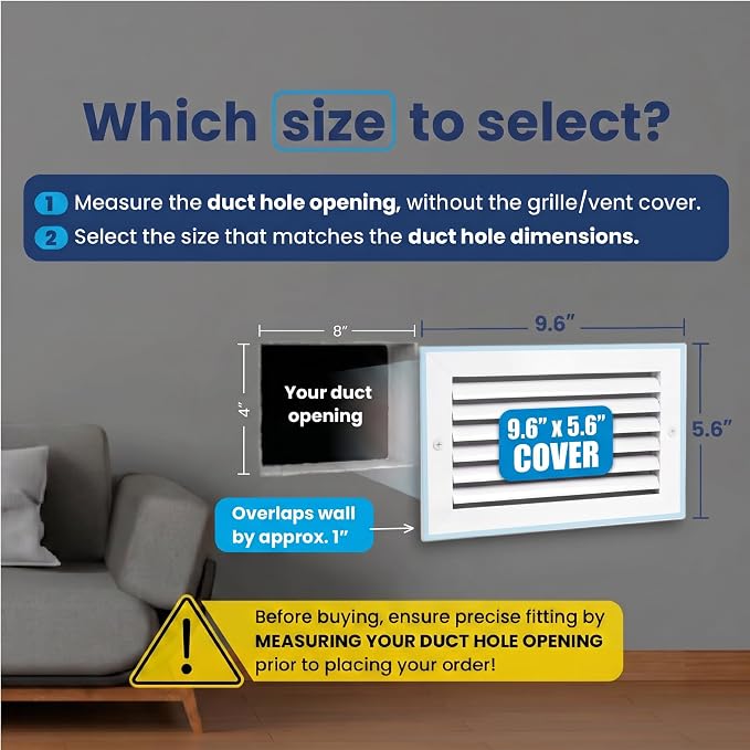 8x4 Aluminum Wall Ceiling Air Return Vent Cover HVAC Rustproof Grille - Image 2