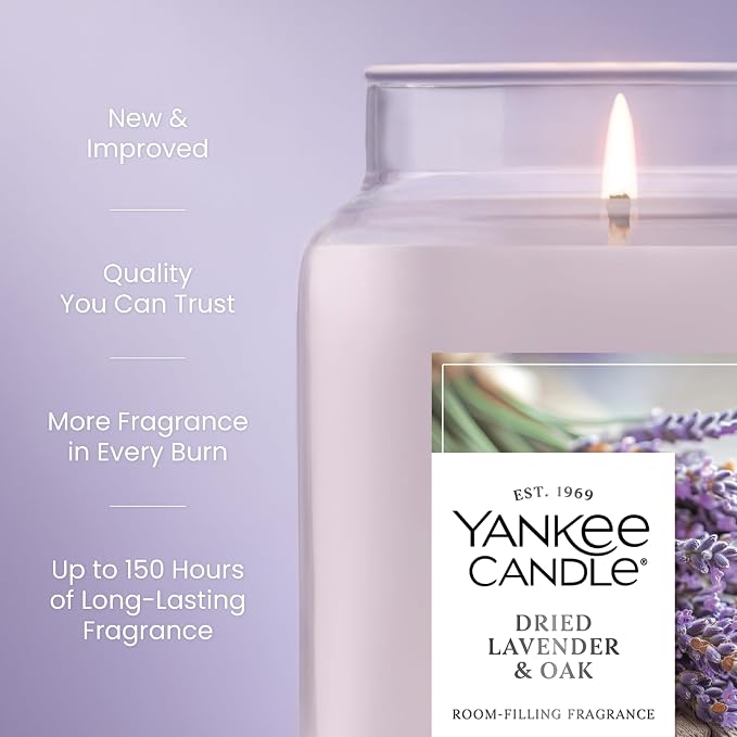 Yankee Candle Dried Lavender & Oak, Scented Candle, 22oz Large Jar - Image 3