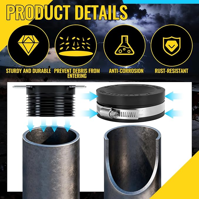 12 Pack 3 Inch Flexible PVC Pipe Cap - Image 4