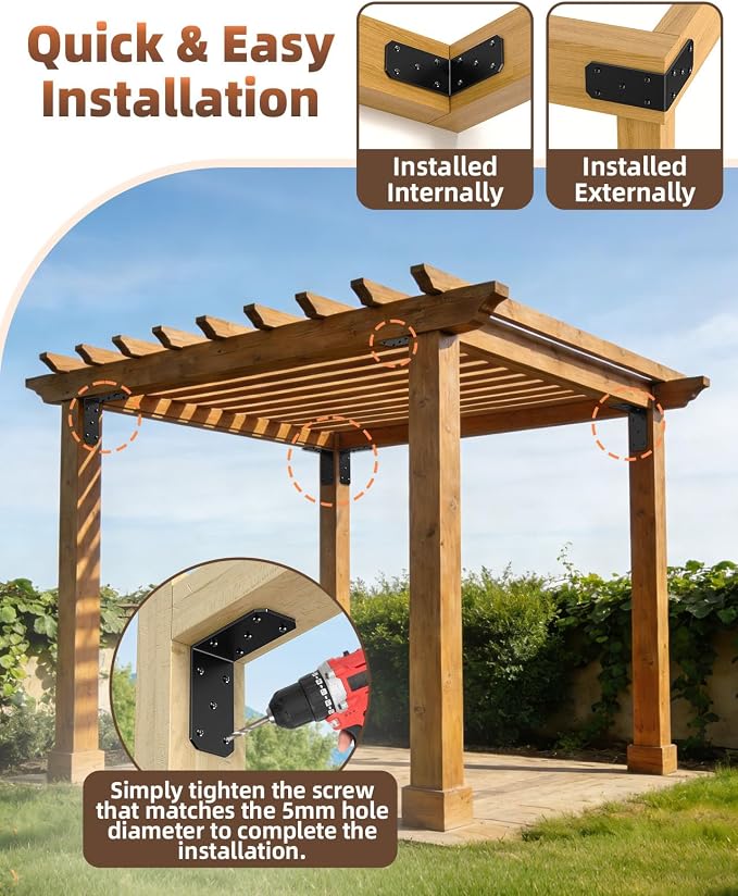 Heavy Duty L Brackets, 5x5 Inch, 300 LBS, 16 Pack | Carbon Steel, Rust - Image 6