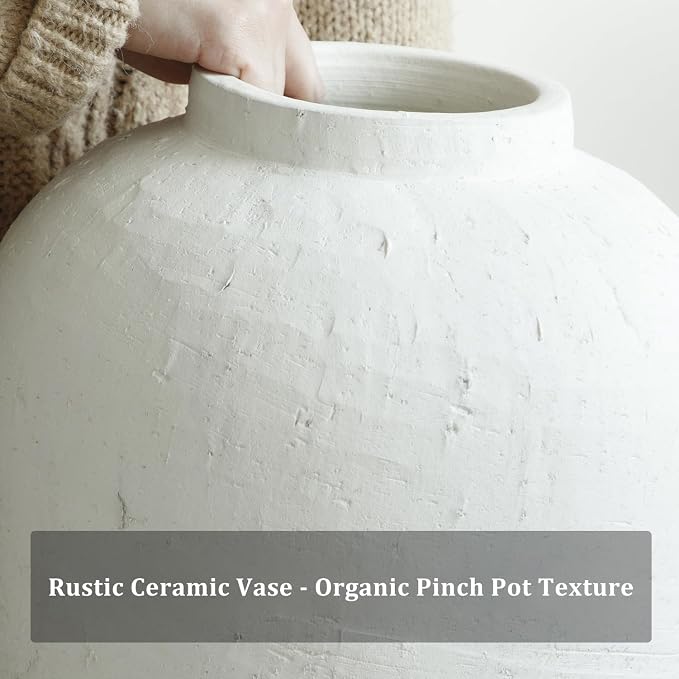 Large Ceramic Vase, Rustic Farmhouse Terracotta Flower Vase - Image 3