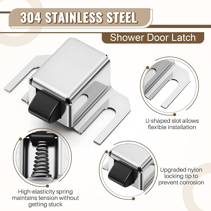 Jetec 2 Pack Black Shower Door Latch Replacement, Stainless Steel | Single - Image 3