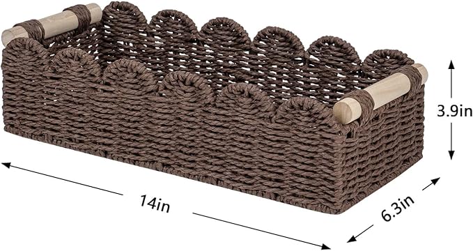 CubesLand Scalloped Toilet Paper Storage Basket W/Handle - Image 8