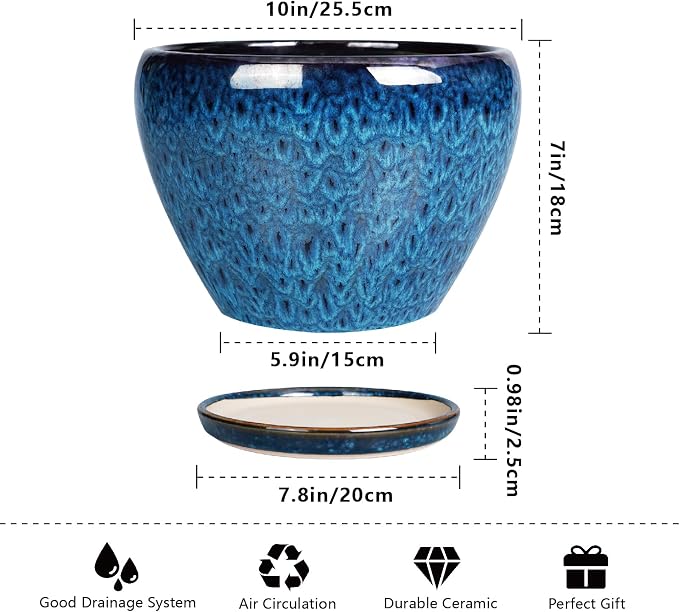 Ceramicfor 10 Inch Ceramic Planter Pot, Ceramic Plant Pot - Image 3