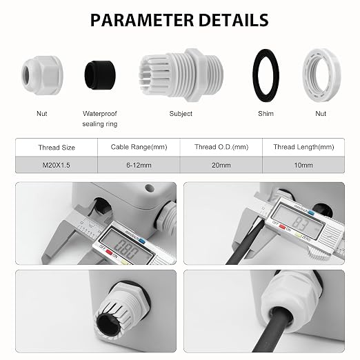 Outdoor Junction Box, with 4PK White 20mm Cable Gland - Image 9