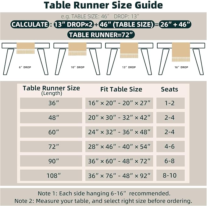 Boho Table Runner for Fall Home Decor 12x72 Rustic - Image 3