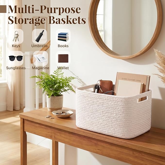 OIASKET 4Packs Natural Cotton Rope Storage Baskets - Image 7