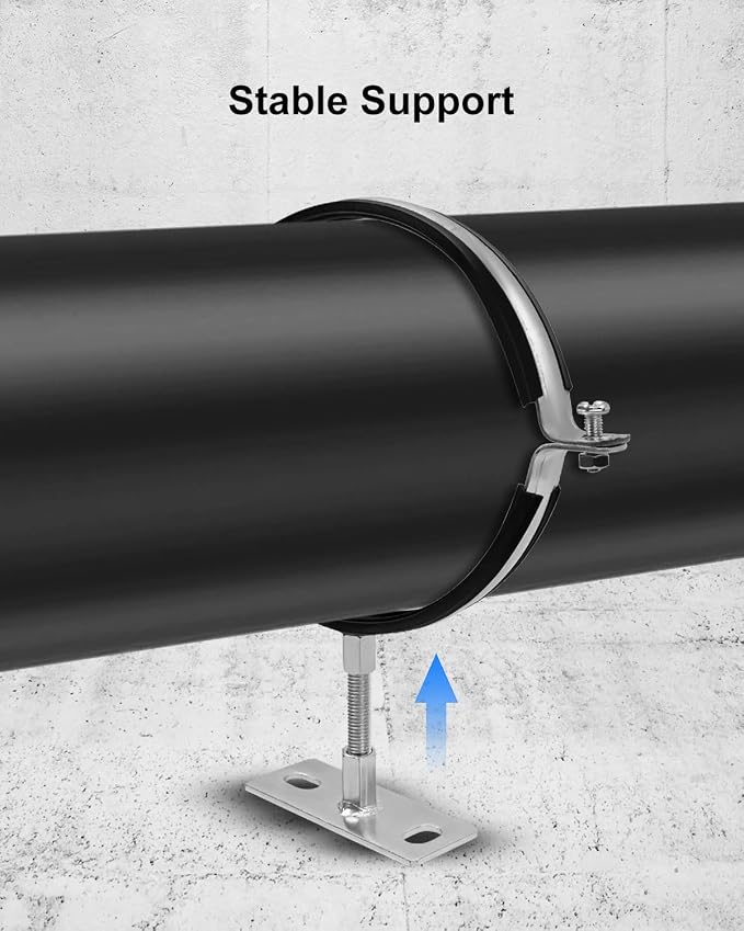 2 Pcs 6 Inch Pipe Bracket, Adjustable Split Ring Hanger Vent Wall Strap Kit | - Image 5
